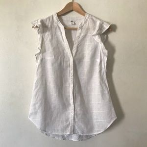 Old Navy Ruffle-Trim Linen Blend Button Shirt